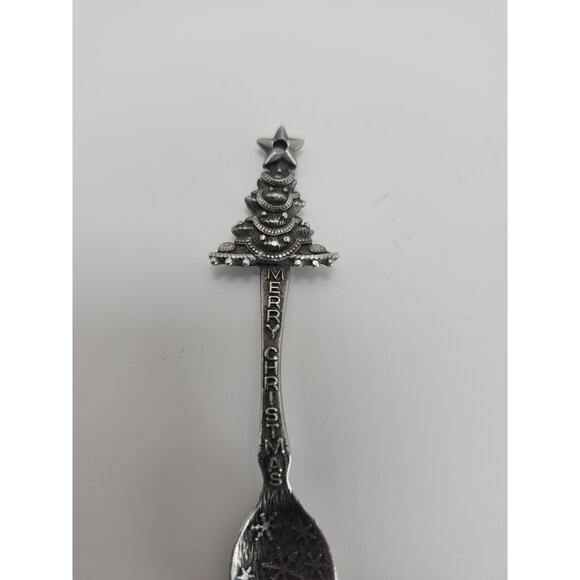 1981 Gish Pewter Merry Christmas Tree Collector Spoon Snowflake Vintage Holidays - Picture 5 of 8